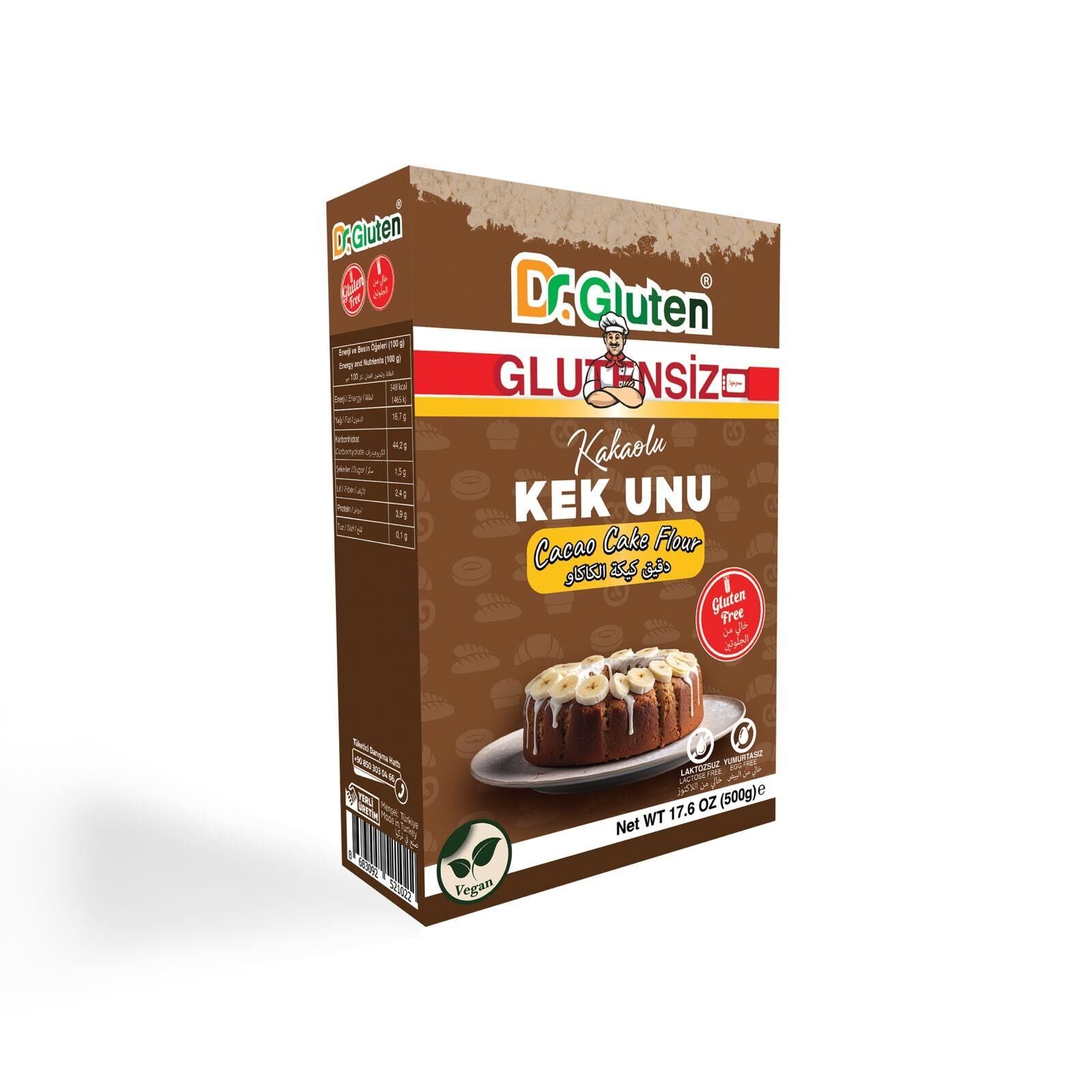DR.GLUTEN GLUTENSİZ KAKAOLU KEK UNU 500 GR
