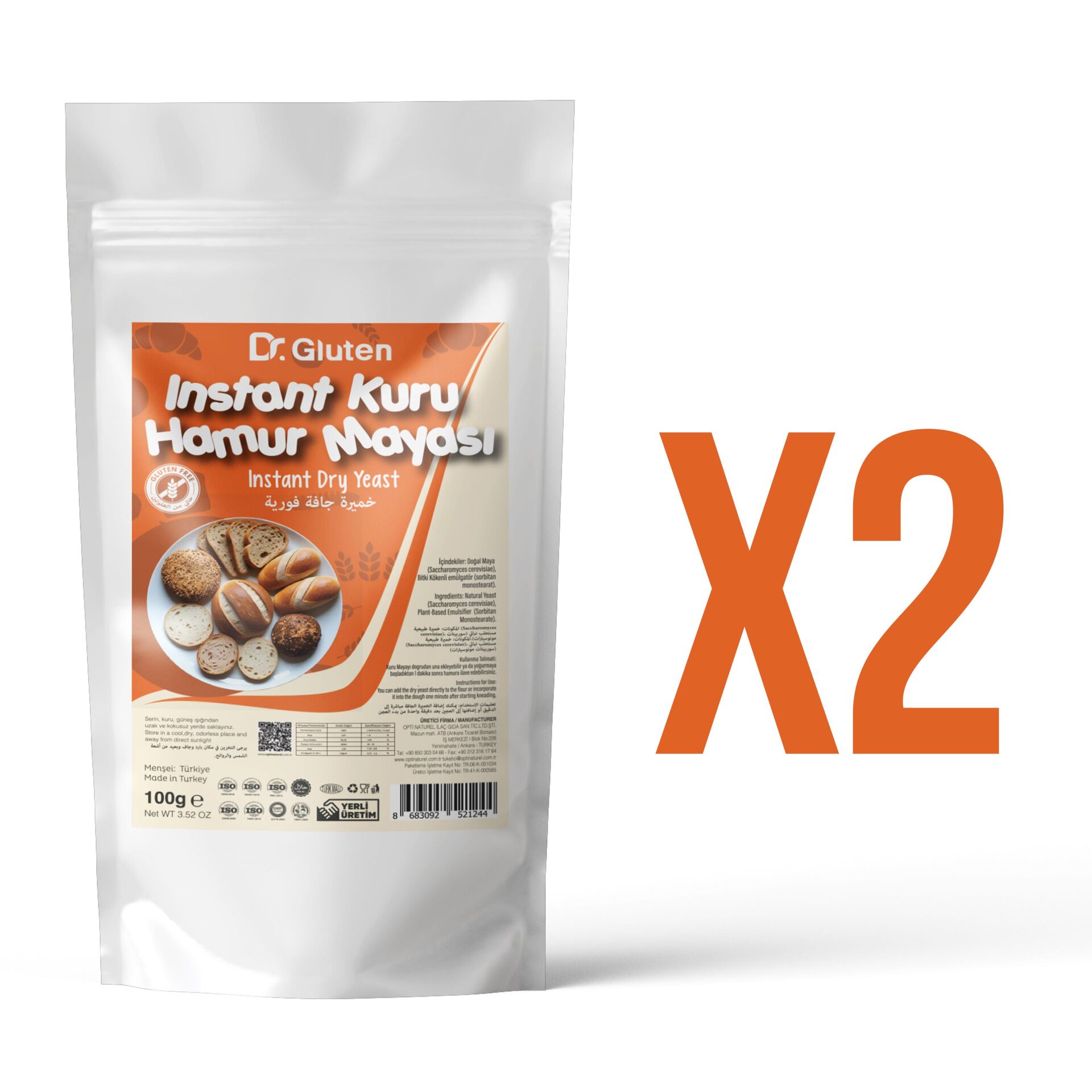 DR. GLUTEN GLUTENSİZ İNST.KURU HAMUR MAYASI 100 GR*2 Li