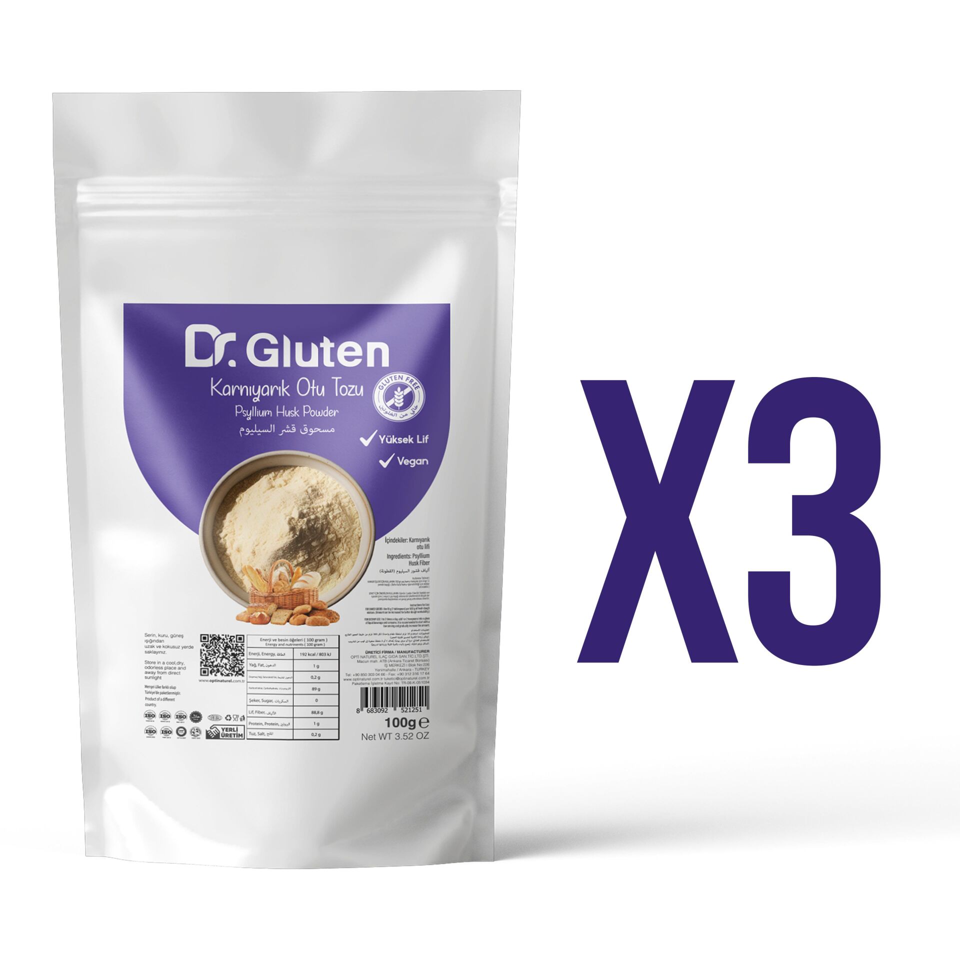 DR. GLUTEN GLUTENSİZ KARNIYARIK OTU TOZU 100 GR.*3 Lü