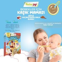 NATURPY SÜTLÜ KEÇİBOYNUZLU VE ELMALI KAŞIK MAMASI 200 GR 6 TAHILLI +13 VİTAMİN + 6 MİNERAL