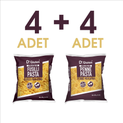 Dr.Gluten Glutensiz Burgu & Boru Makarna 8' li Set (Fusilli & Penne) 400 Gr x 4+4 ADET
