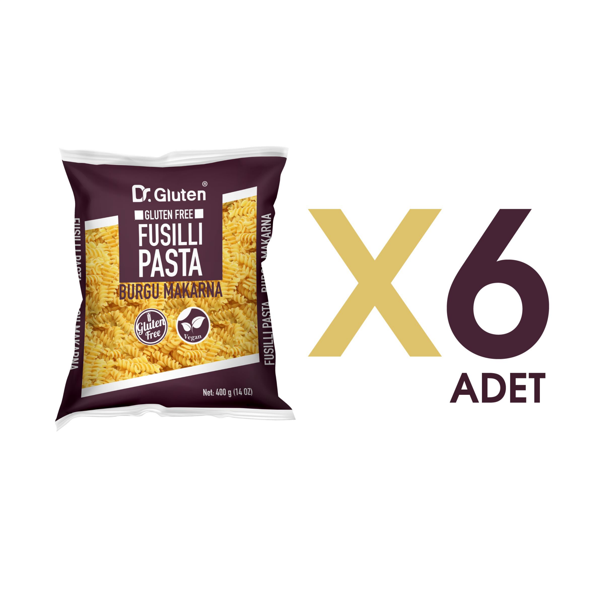 Dr.Gluten Glutensiz Burgu Makarna 6' lı Set (Fusilli) 400 Gr x 6 ADET