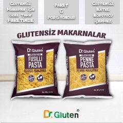 Dr.Gluten Glutensiz Burgu & Boru Makarna 6' lı Set 400 Gr x 3 + 3 ADET (Fusilli & Penne)