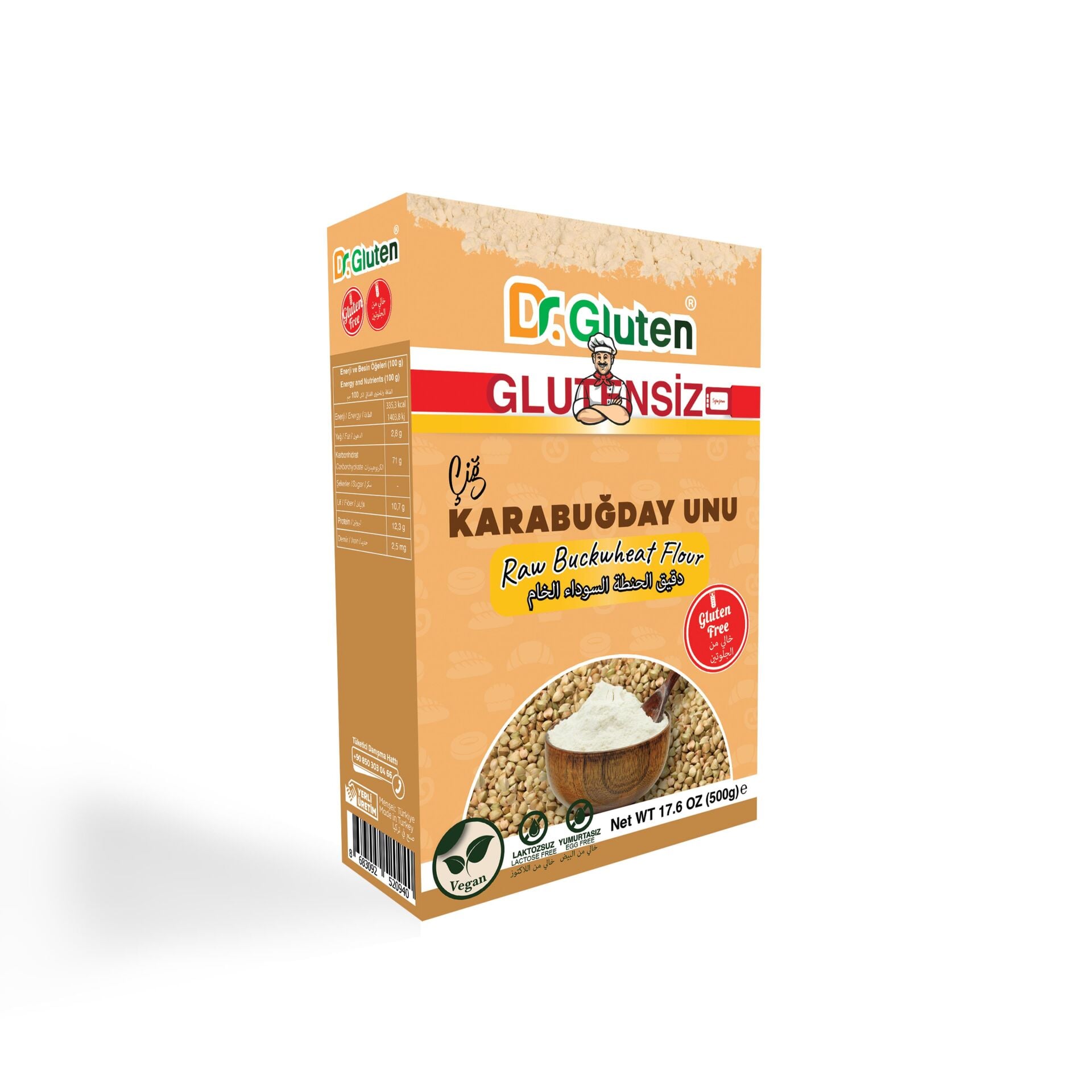 DR GLUTEN GLUTENSİZ ÇİĞ KARABUĞDAY UNU 500 GR