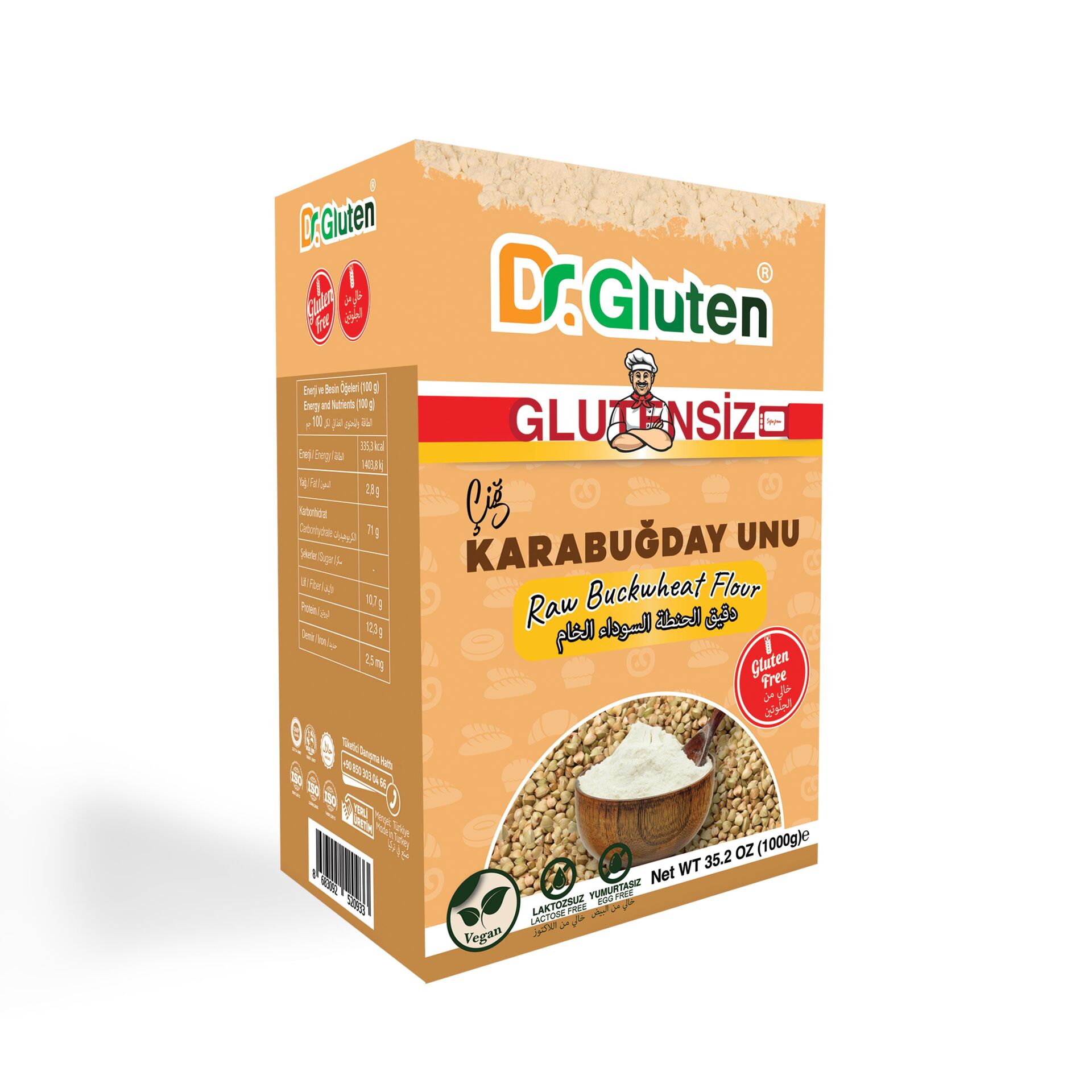 DR GLUTEN GLUTENSİZ ÇİĞ KARABUĞDAY UNU 1000 GR