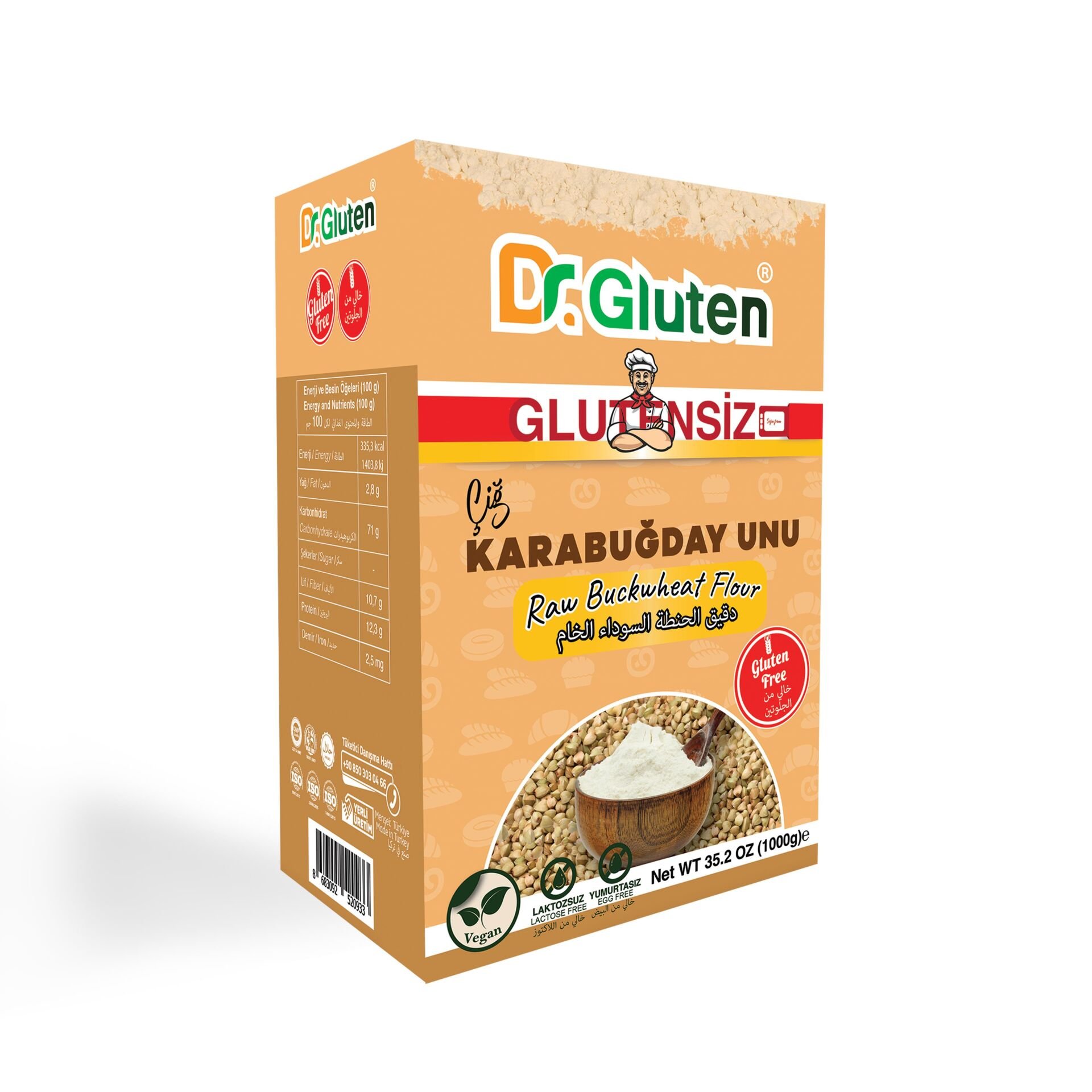 DR GLUTEN GLUTENSİZ ÇİĞ KARABUĞDAY UNU 1000 GR