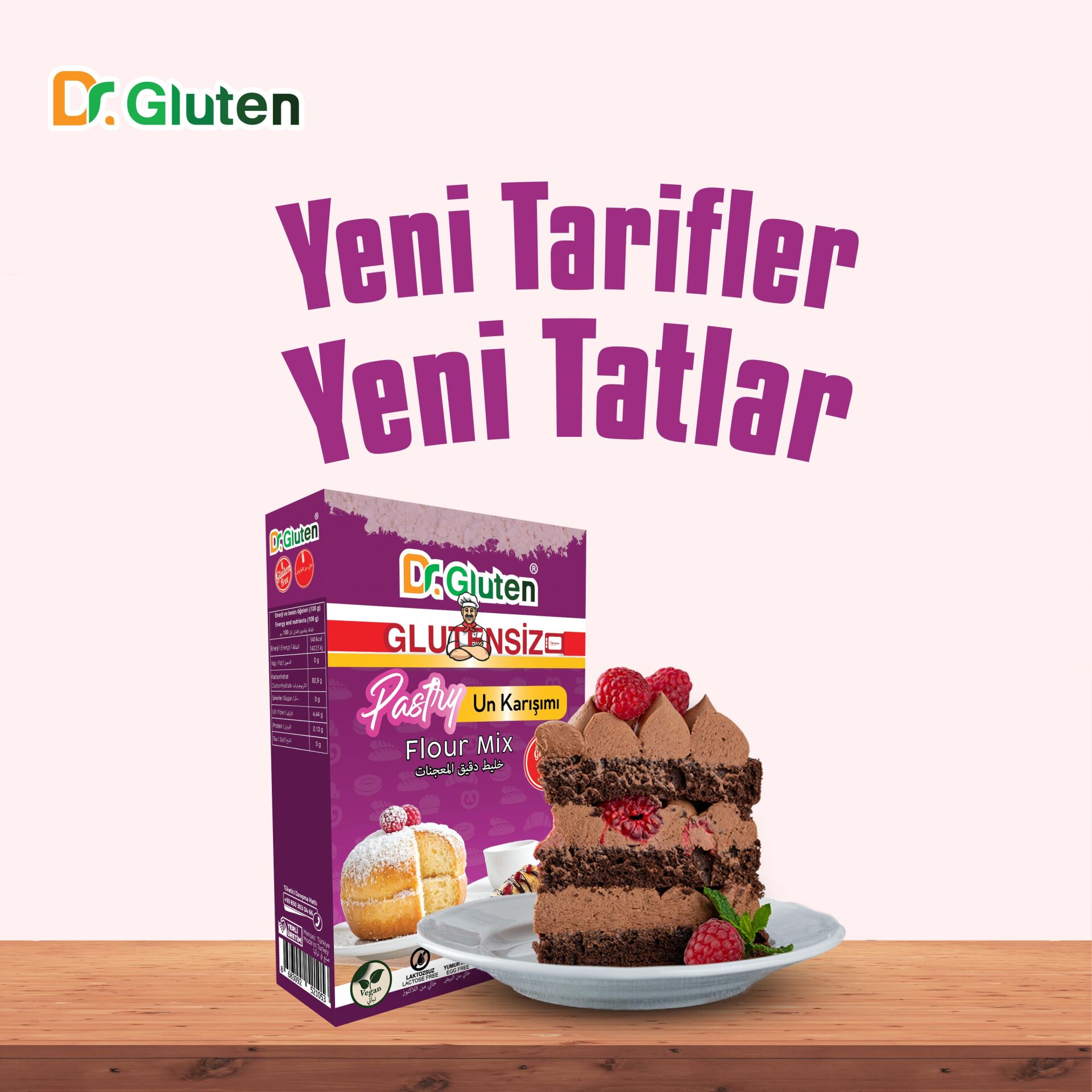 DR GLUTEN GLUTENSİZ PASTRY UN KARIŞIMI 500 GR
