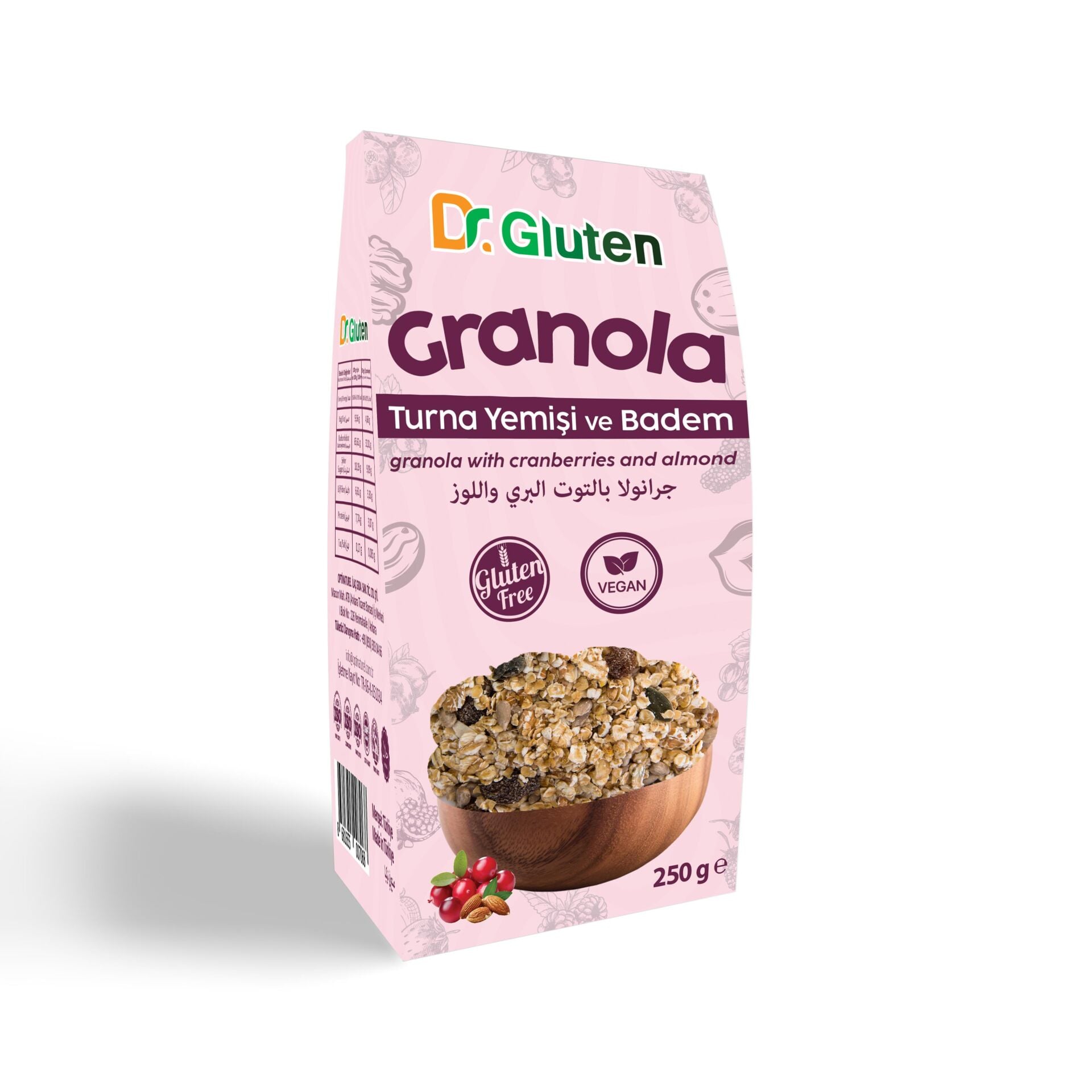 DR GLUTEN GLUTENSİZ GRANOLA TURNA YEMİŞİ- 250 GR