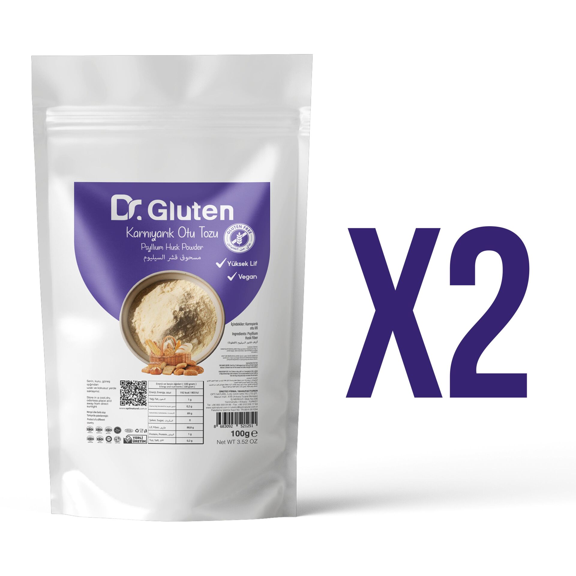 DR. GLUTEN GLUTENSİZ KARNIYARIK OTU TOZU 100 GR.*2 Li