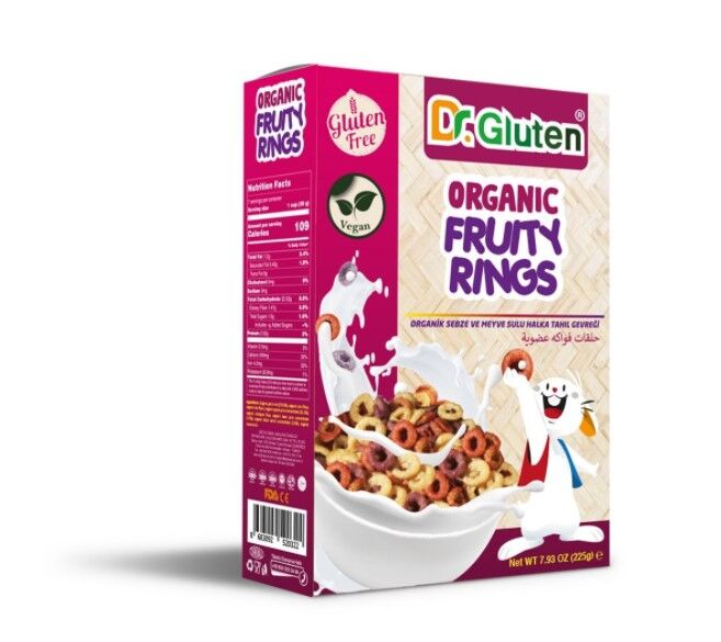 Organik Glutensiz Sebze Ve Meyve Sulu Halka Tahıl Gevreği 225 g (Atıştırmalık-Vegan)
