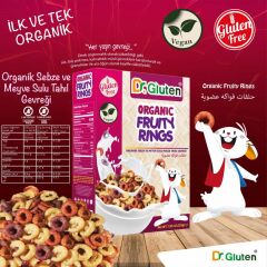 Organik Glutensiz Sebze Ve Meyve Sulu Halka Tahıl Gevreği 225 g (Atıştırmalık-Vegan)